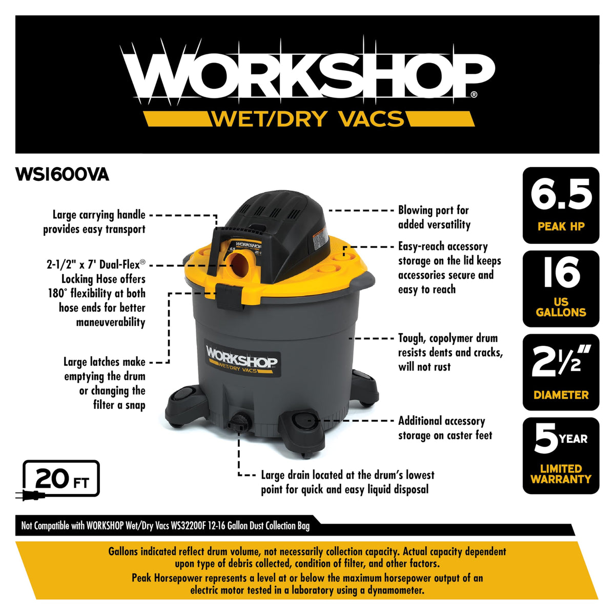 16-Gallon Wet Dry Vacuum Cleaner P71245