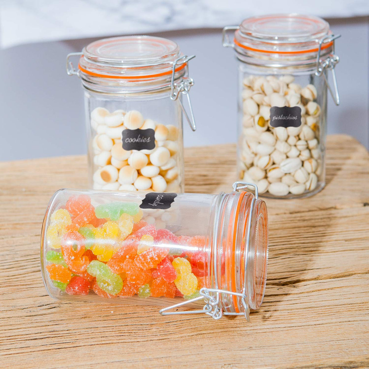16 oz Glass Airtight Storage Jars, 12 Pack Q88778