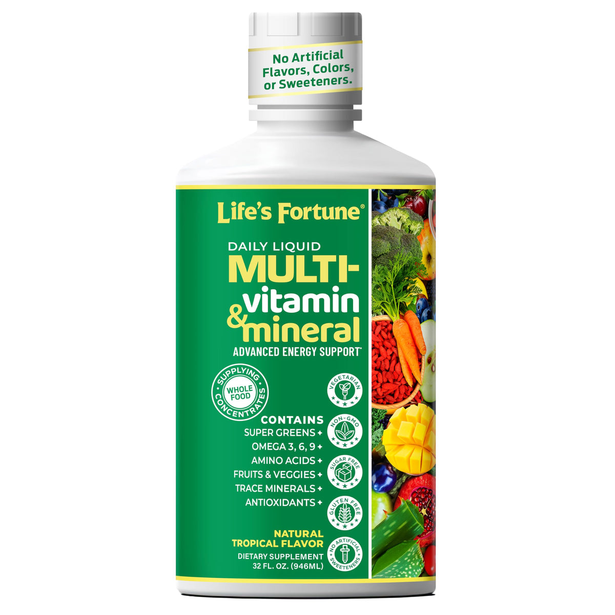 Liquid Multivitamin 90+ Nutrients Sugar Free Tropical Flavor 32 oz F719551