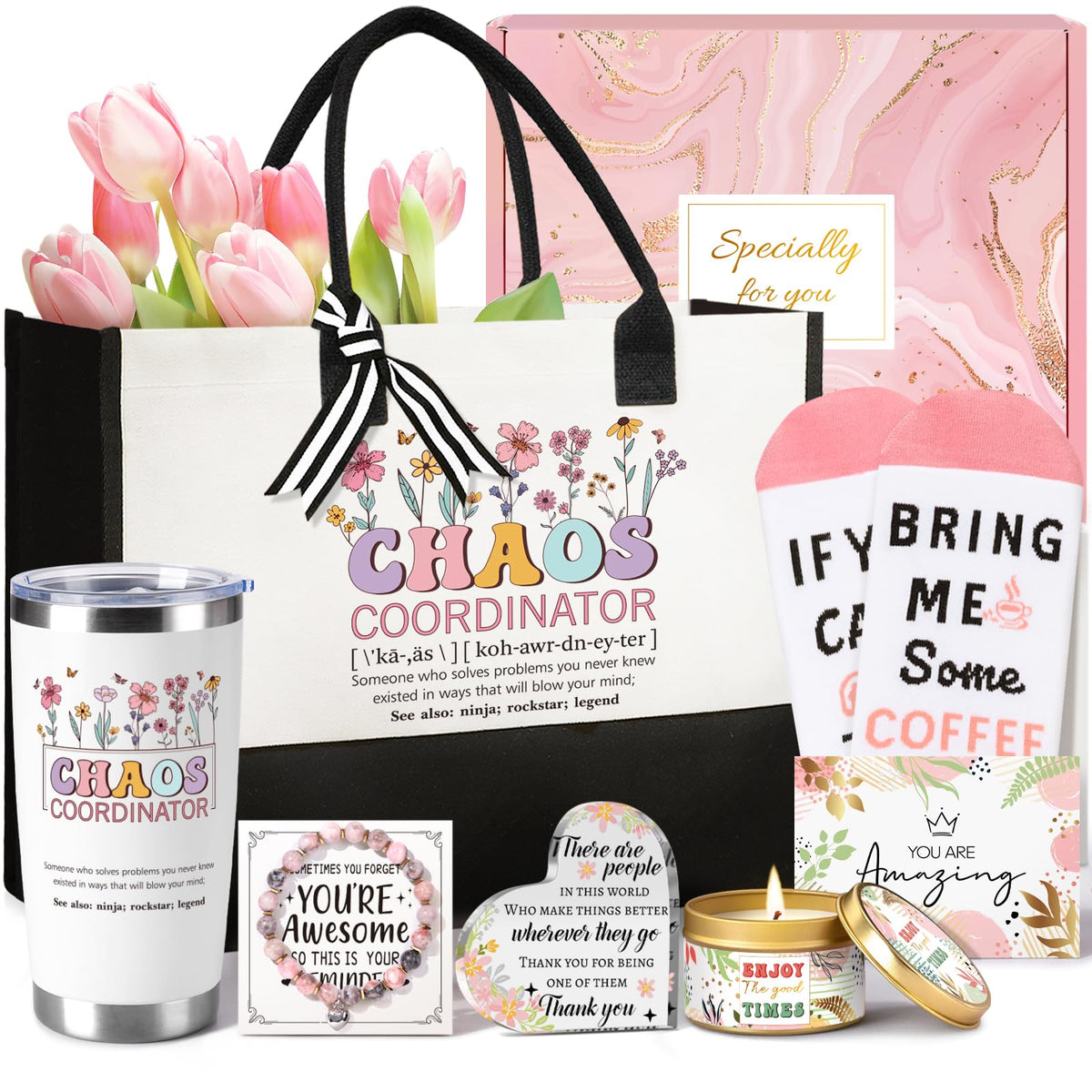 Appreciation Gift Basket with Tumbler Canvas Tote Bag Y890013