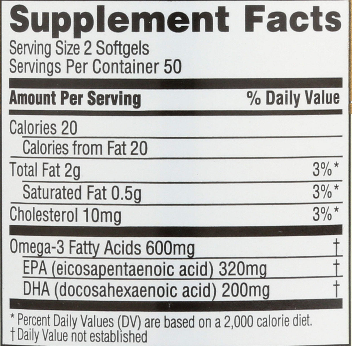 Fish Oil Omega-3 1000 mg 100 Count Softgels O893554