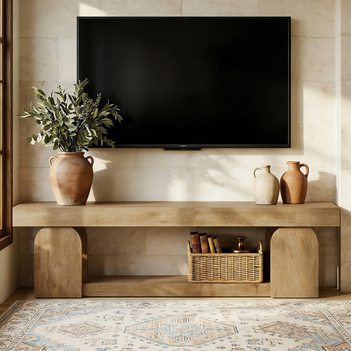 63" Wood TV Stand with Open Storage Shelf F926769