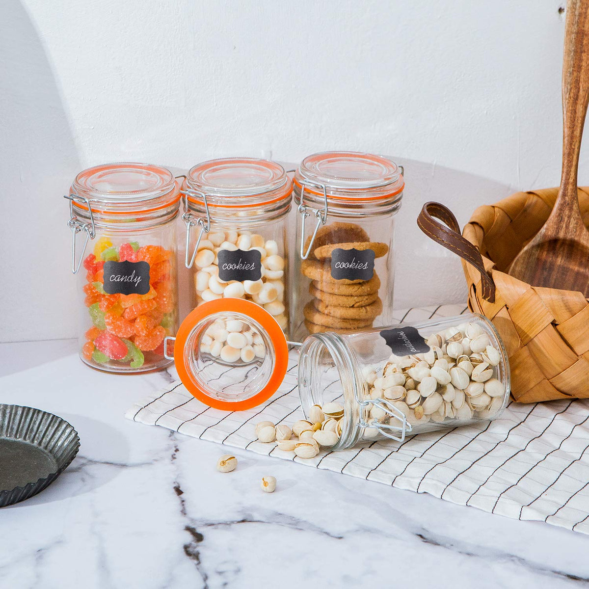 16 oz Glass Airtight Storage Jars, 12 Pack Q88778