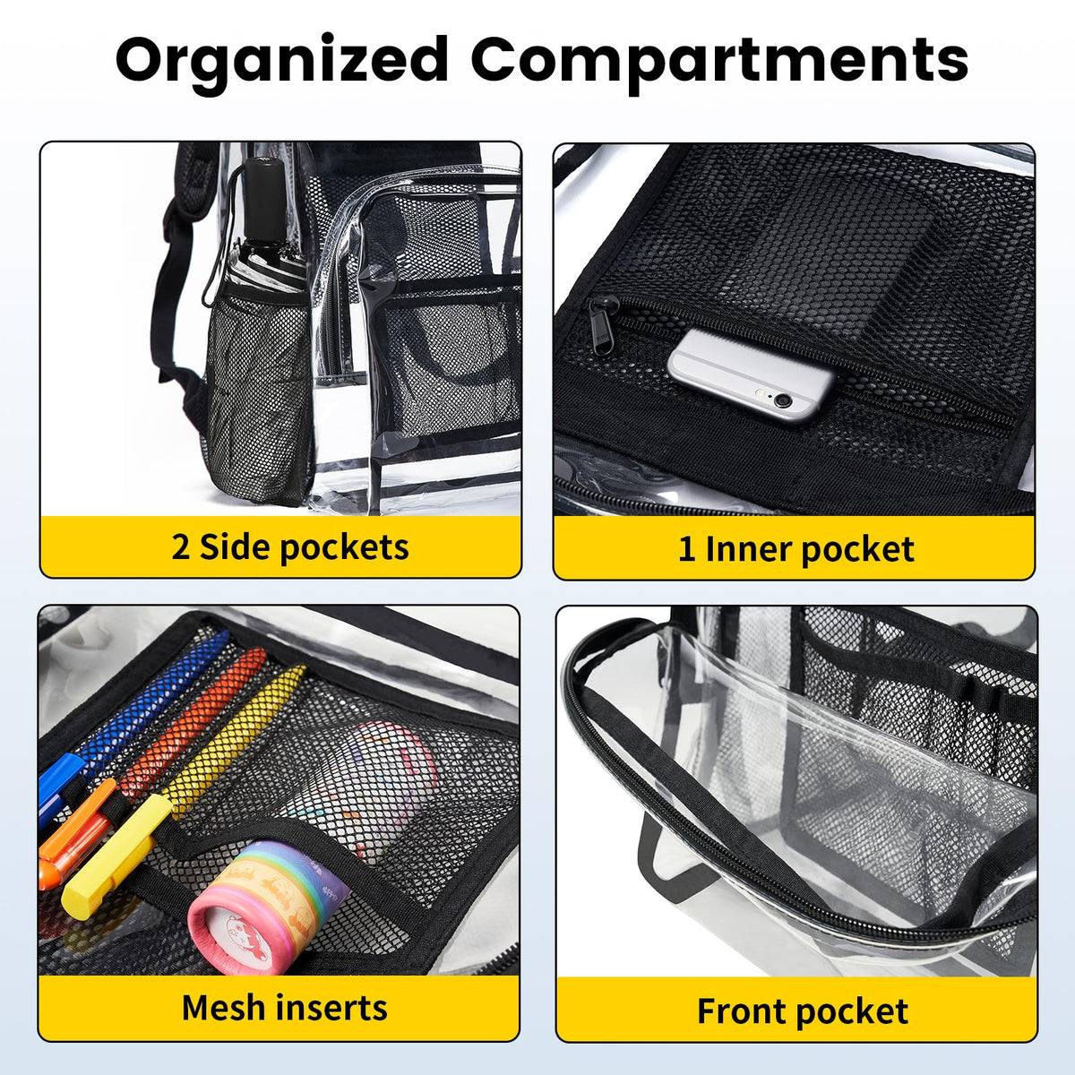 Clear Heavy Duty Black Backpack X507
