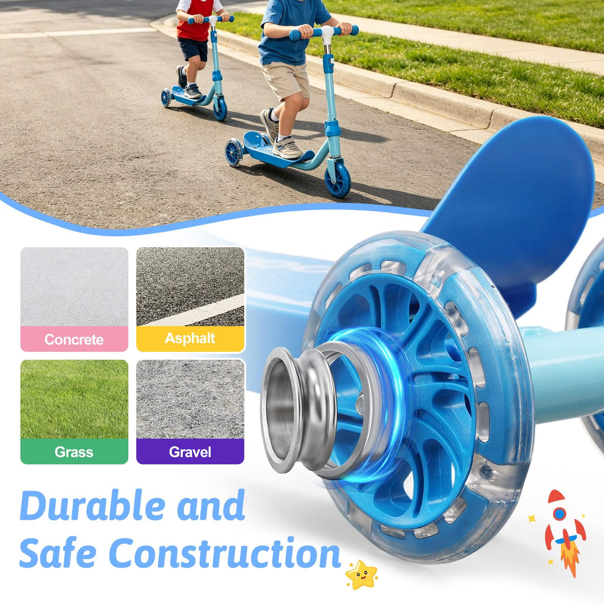 3-Wheel Kids Scooter Ages 2-7 Blue J73864