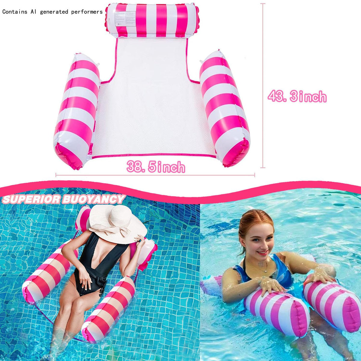 2 Pack Inflatable Pool Floats Chair Bed Hammock Q72092