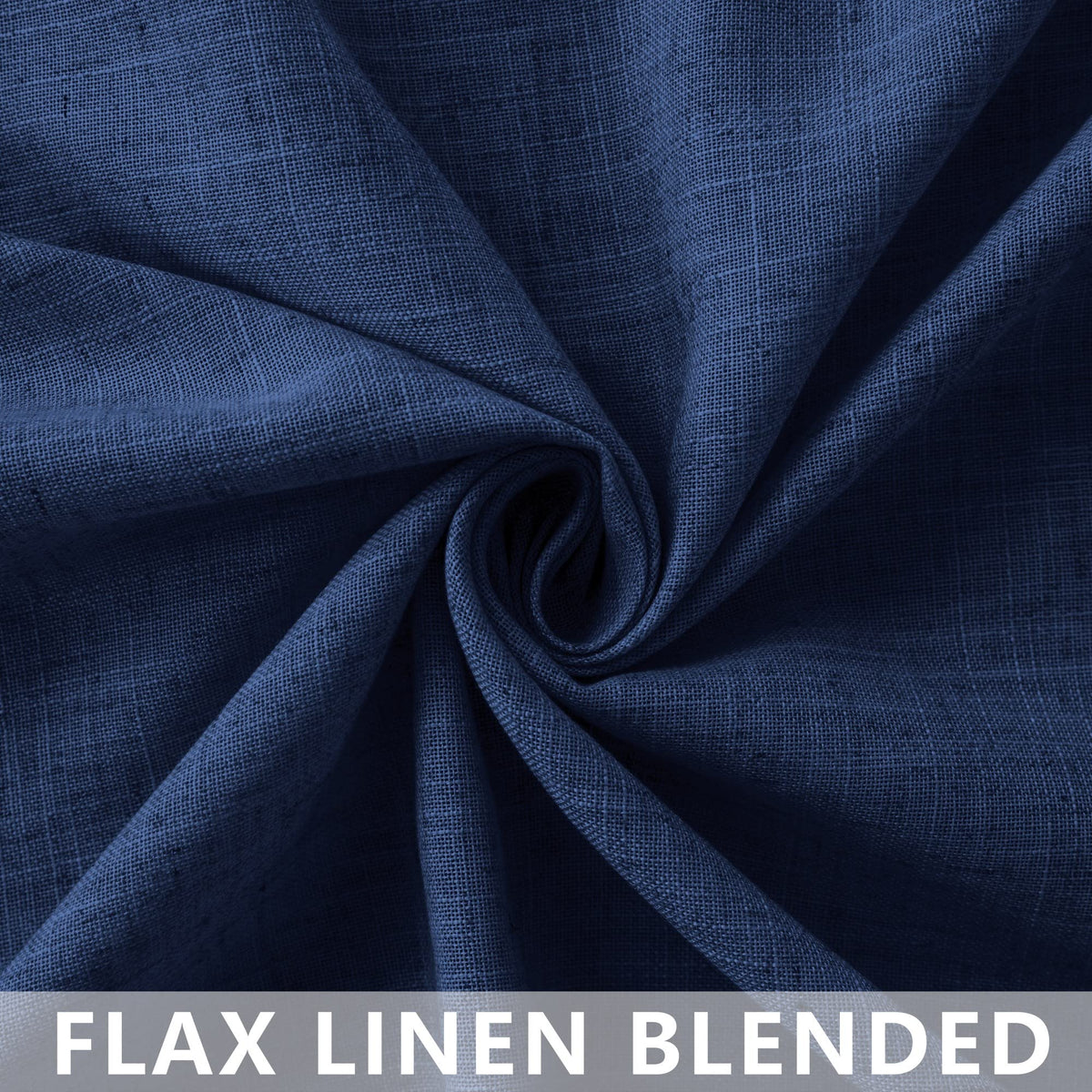 Navy Blue Linen Curtains 96 Inches Long Rod Pocket Semi Sheer Cotton Canvas T54271