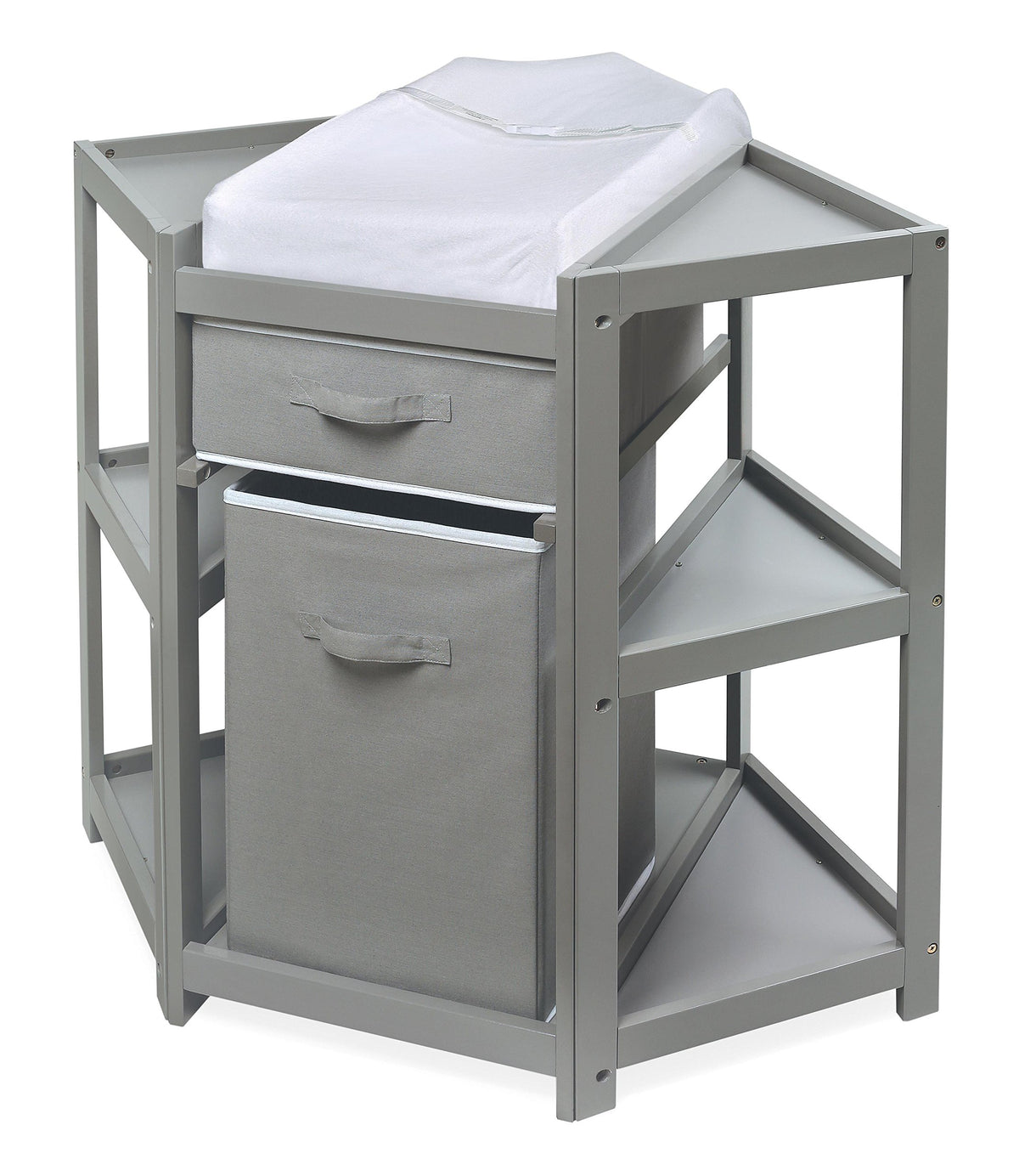 Gray Corner Baby Changing Table with Storage Bin E93379