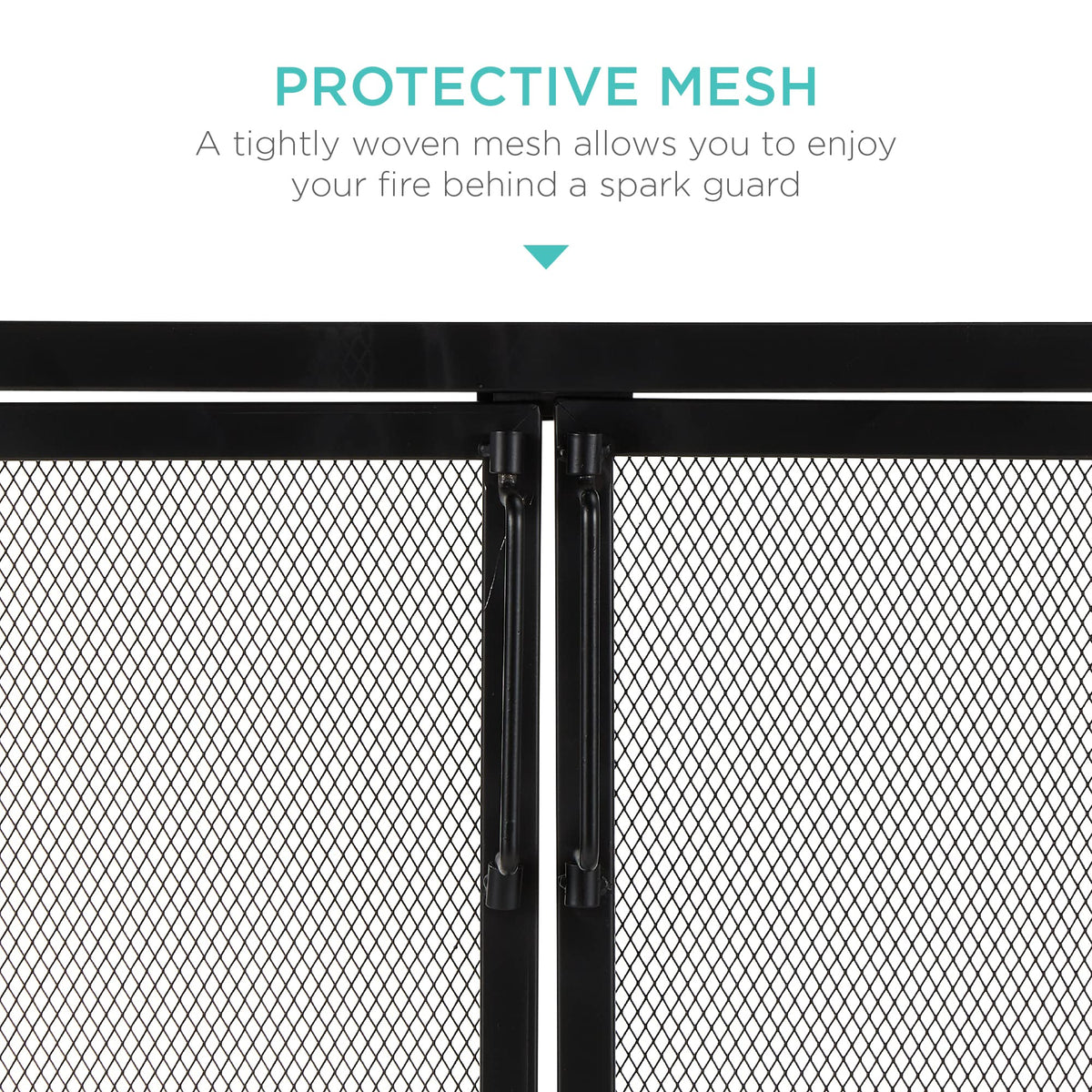 38.5x31in 2-Door Black Wrought Iron Fireplace Screen E5092