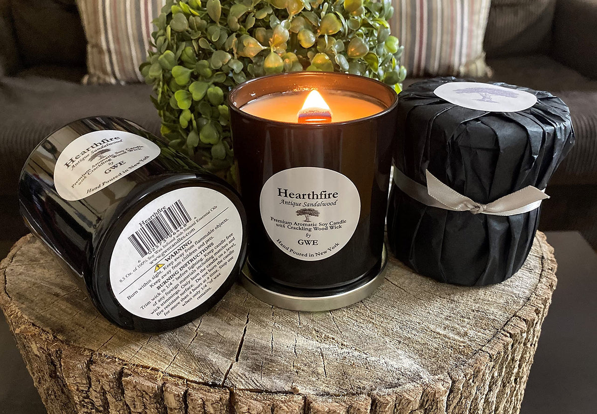 Sandalwood Scented Soy Candle with Wood Wick N5757