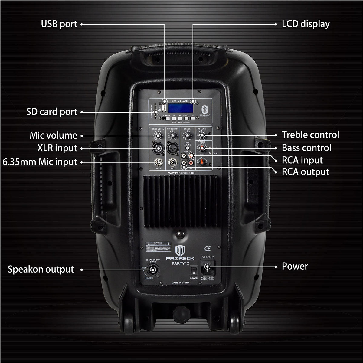 12-Inch 1800W 2-Way Powered PA Speaker System Combo Set with Speaker Stands F581