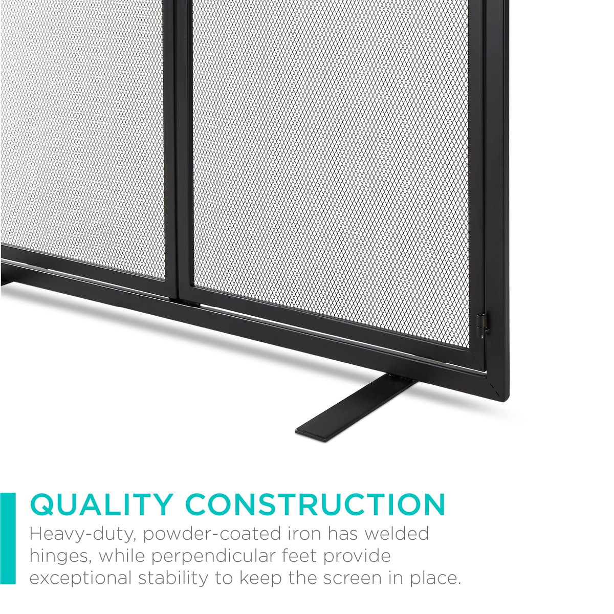 38.5x31in 2-Door Black Wrought Iron Fireplace Screen E5092